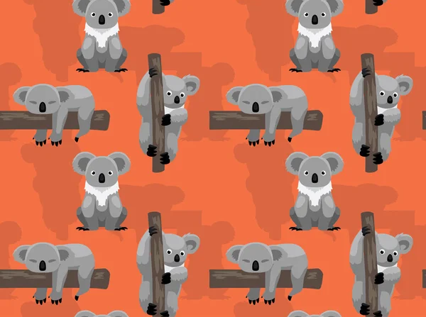 Leuke Koala Boom Tekenfilm Naadloze Achtergrond Wallpaper — Stockvector