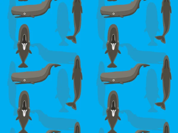 Cute Sperm Whale Cartoon Seamless Background Wallpaper — Stock Vector