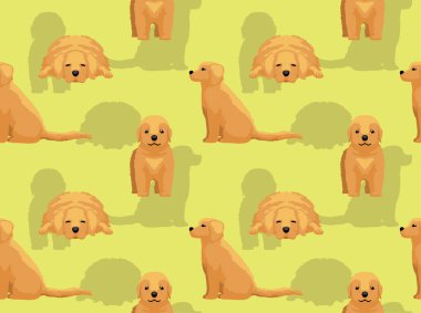 Şirin Köpek Golden Retriever Uyku Vektörü Kusursuz Arka plan Duvar Kağıdı