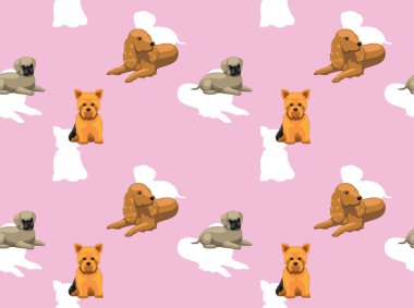 Cocker Spaniel Pug Yorkshire Teriyer Karikatür Köpeği Kusursuz Duvar Kağıdı