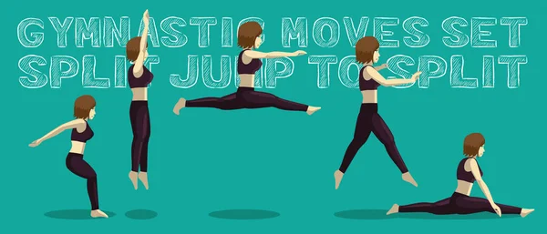 Jeux Gymnastique Split Jump Split Manga Illustration Vectorielle Bande Dessinée — Image vectorielle