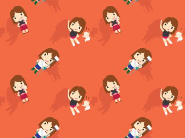 Kadın Sevimli Karakter Çizgi Filmi Bebek Hizmetçisi Arkaplan Kusursuz Duvar Kağıdı 01