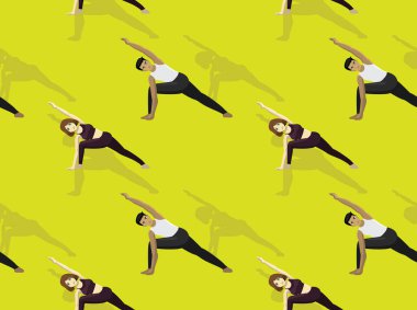 Manga Tarzı Çizgi Filmi Yoga Çevrilmiş Yan Açı Poz Arkaplan Kusursuz Duvar Kağıdı-01