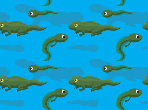 Tadpole Kikker Vector Illustratie Naadloze Achtergrond Wallpaper Patroon — Stockvector