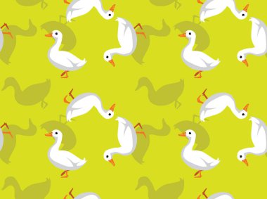 Beyaz Ördek Sevimli Çizgi Film Yürüyüş Çemberi Dış Hatları Kusursuz Duvar Kağıdı 01