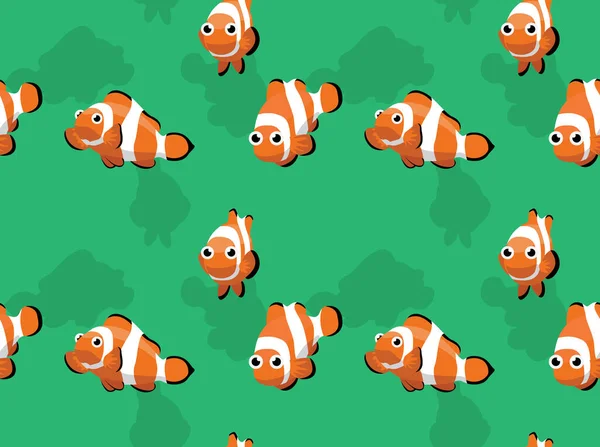 Clownfish Various Poses Cartoon Cute Seamless Pattern Wallpaper Background — Stock Vector