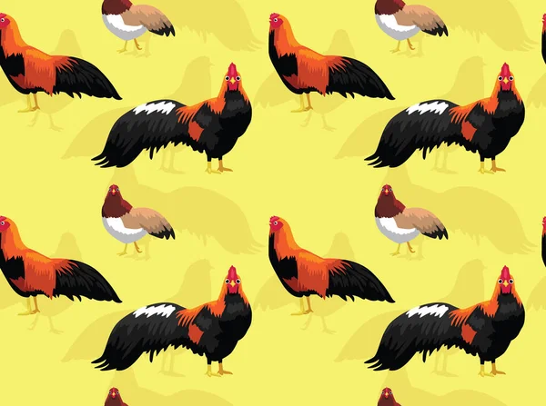 Chicken Cartoon Cute Cubalaya Seamless Pattern Wallpaper — Stock Vector