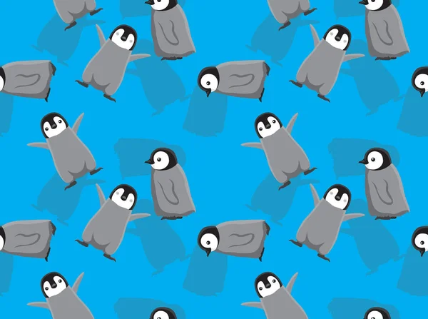Pinguin Baby Walking Cartoon Niedliche Nahtlose Muster Wallpaper — Stockvektor