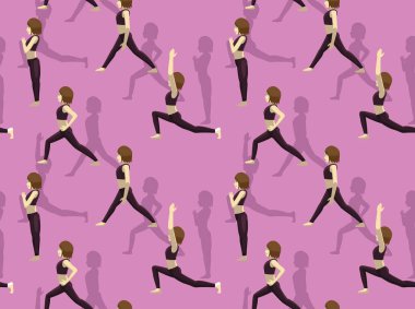 Savaşçı I Yoga Mangası Eğitmeni Çizgi film Vektör Resimlerinin Kusursuz Duvar Kağıdı 01