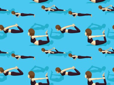 Bow Poose Yoga Manga Özel Dersi Çizgi Film Vektörü Resimlerinin Kusursuz Duvar Kağıdı-01