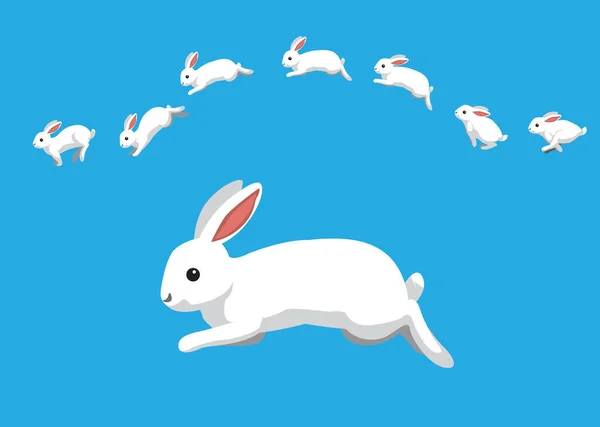 White Rabbit Jumping Motion Animation Sequence Cartoon Vector Illustration