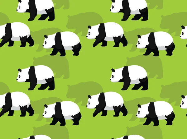 Panda Bear Walking Cartoon Vector Illustration Seamless Pattern Wallpaper — Stock Vector