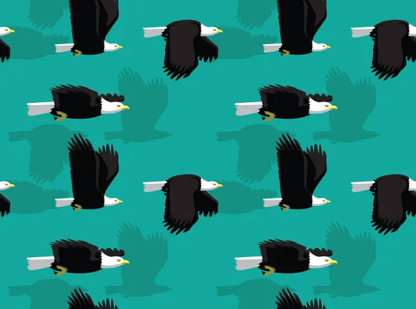 Bald Eagle Flying Cartoon Vector Illustration Seamless Pattern Wallpaper — 스톡 벡터