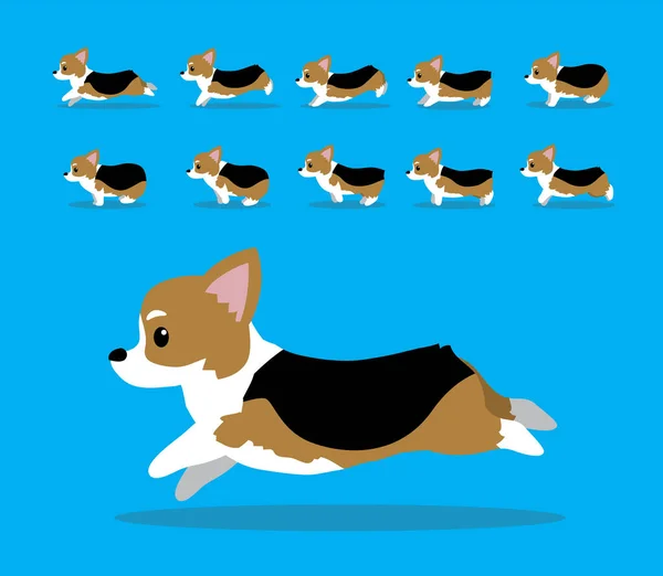 Animal Animation Sequence Dog Pembroke Welsh Corgi Cartoon Vector Brown — стоковый вектор
