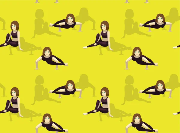 Acht Winkel Pose Yoga Manga Cartoon Vector Nahtloser Hintergrund Wallpaper — Stockvektor