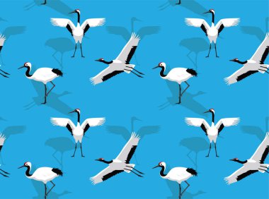 Kırmızı Taç Giyen Turna Çizgi Filmi Vektörü Kusursuz Arkaplan Duvar Kağıdı 01