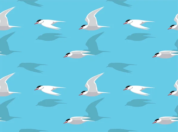 Tern Flying Cute Cartoon Vector Nahtloser Hintergrund Wallpaper — Stockvektor