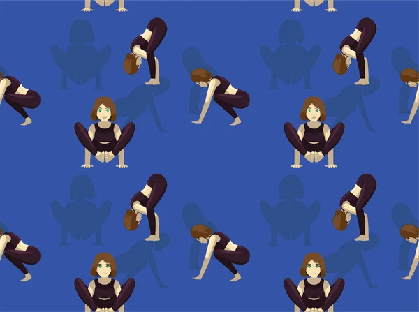 Schulterdrücken Pose Yoga Manga Cartoon Vector Nahtloser Hintergrund Wallpaper — Stockvektor