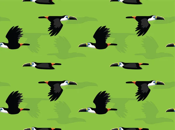 Toucan Vettore Del Fumetto Volante Senza Soluzione Continuità Sfondo Wallpaper — Vettoriale Stock