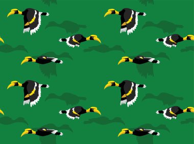 Great Hornbill Uçan Animasyon Vektörü Kusursuz Arkaplan Duvar Kağıdı 01