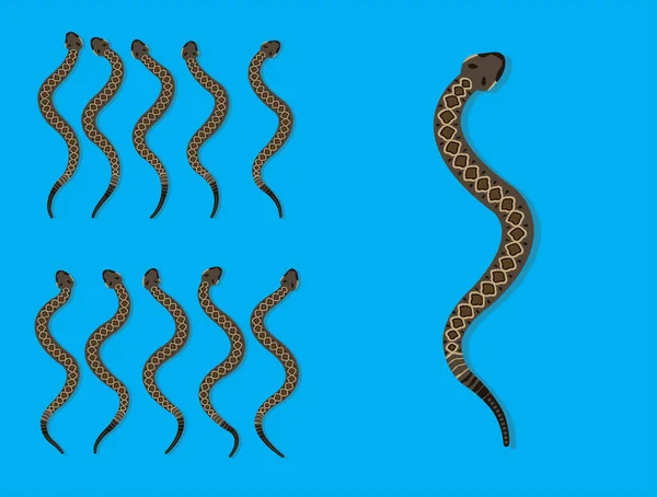 Animal Animation Sequence Eastern Diamondback Rattlesnake Cartoon Vector — 스톡 벡터