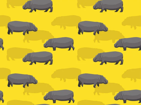 Hippopotamus Tekenfilm Wandelen Vector Naadloze Achtergrond Wallpaper — Stockvector