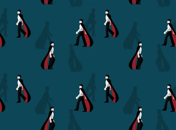 Dracula Manga Walking Vector Seamless Background Wallpaper — Stockový vektor