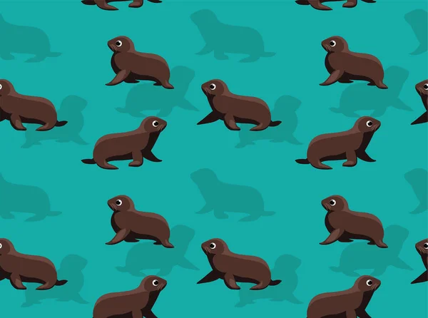 Baby Seal Side Walking Cartoon Wektor Bezszwowe Tło Tapety — Wektor stockowy