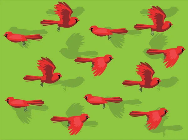 Scarlet Cardinal Animation Flying Character Vector Seamless Background Wallpaper — ストックベクタ