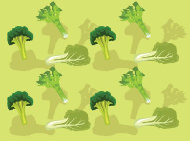 Kereviz Bok Choy Brokoli Vektörü Kusursuz Arkaplan Kağıdı 01