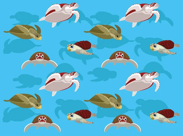 Diverse Zeeschildpadden Vector Naadloze Achtergrond Wallpaper — Stockvector