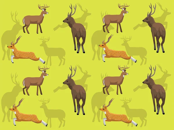 動物の様々な男性鹿ベクトルイラスト シームレスな背景 — ストックベクタ
