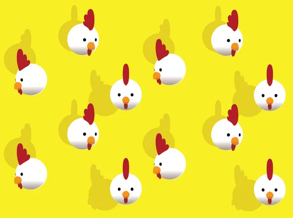 Animal Head Ball Chicken White Cartoon Vector Illustration Seamless Background — Stock Vector