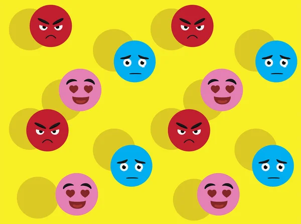 Gezicht Emoticons Boos Verdrietige Liefde Naadloze Achtergrond — Stockvector