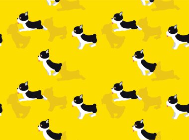 Hayvan Animasyonu Köpek Boston Teriyeri Çizgi film Vektör Resimleri Kusursuz Arkaplan 01