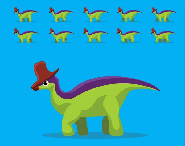 Animation Sequence Dinosaurie Lambeosaurus Walking Tecknad Vektor — Stock vektor