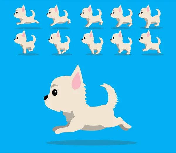 Animal Animation Sequence Dog Chuahua Long Hair Cream Coat Vector — стоковый вектор