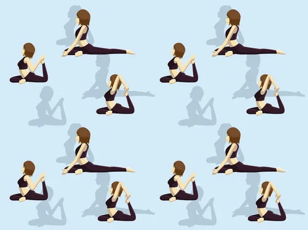曼加瑜伽如何教一只腿鸽子王牌卡通病媒图解无缝隙背景 — 图库矢量图片
