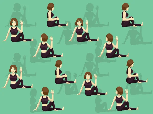 Manga Yoga How Tutorial Marichis Pose Cartoon Vector Illustration Seamless — 스톡 벡터