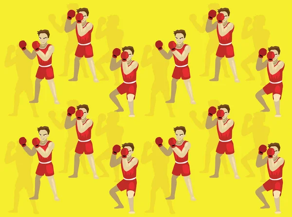 Zitten Manga Boxing Man Cartoon Vector Illustratie Naadloze Achtergrond — Stockvector