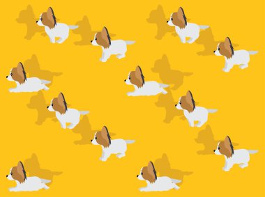 Hayvan Animasyonu Köpeği Papillon Çizgi Film Vektör Çizimi Kusursuz Arkaplan 01