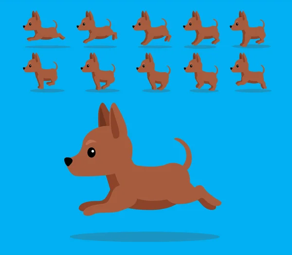 Animationssequenz Hund Miniatur Pinscher Cartoon Vector Red Coat — Stockvektor