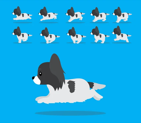 Animación Animal Secuencia Perro Papillón Caricatura Vector Negro Escudo — Vector de stock