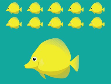 Hayvan Animasyon Dizisi Cerrah Balığı Yüzme Çizgi Filmi Vektörü