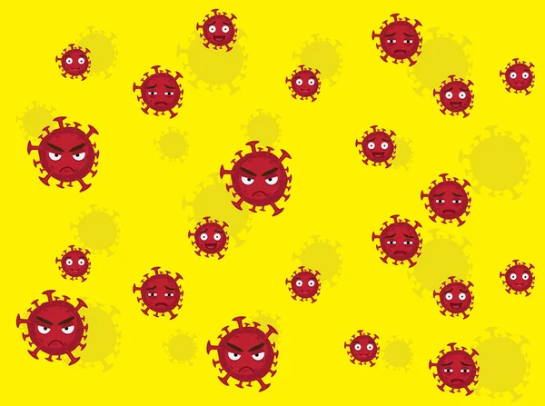 Red Coronavirus Cartoon Character Illustration Seamless Background — стоковий вектор