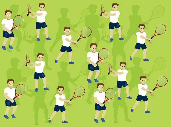 Tenis Antemano Vuelta Hombre Dibujos Animados Personaje Ilustración Fondo Sin — Archivo Imágenes Vectoriales