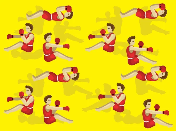 Manga Boxing Sit Punches Cartoon Character Illustration Seamless Background — 스톡 벡터