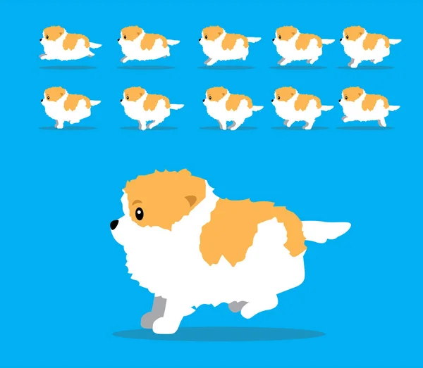 Sequência Animação Animal Dog Pomeranian Cartoon Vector Bicolor — Vetor de Stock