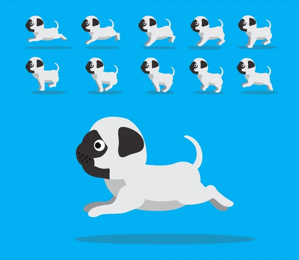 Animation Animation Séquence Chien Pug Cartoon Vector Blanc — Image vectorielle