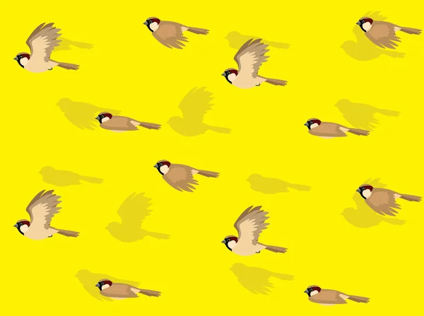Animal Bird Flying House Sparrow Cartoon Illustratie Naadloze Achtergrond — Stockvector
